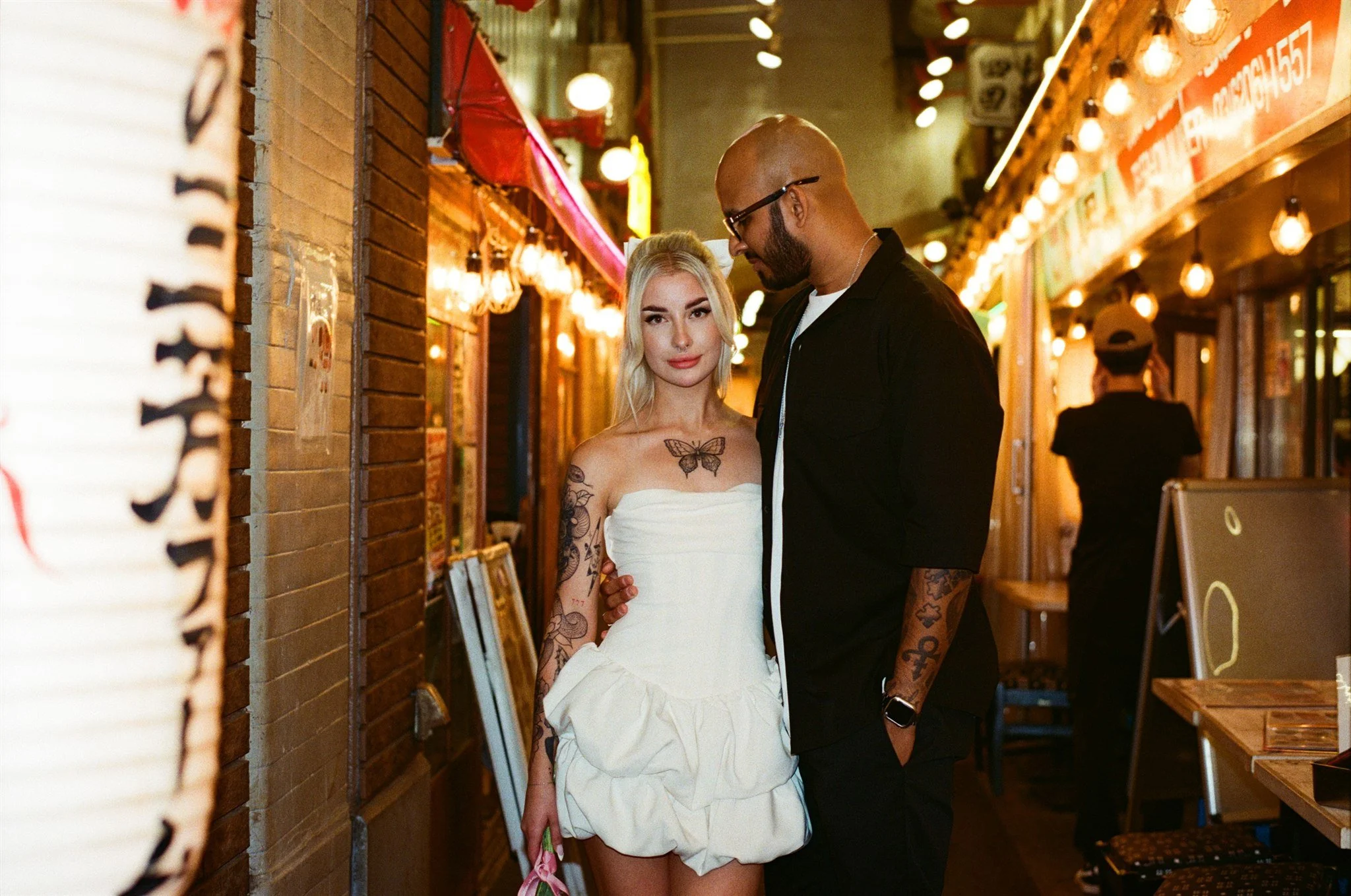 Alternative couple portrait on analog film Tokyo