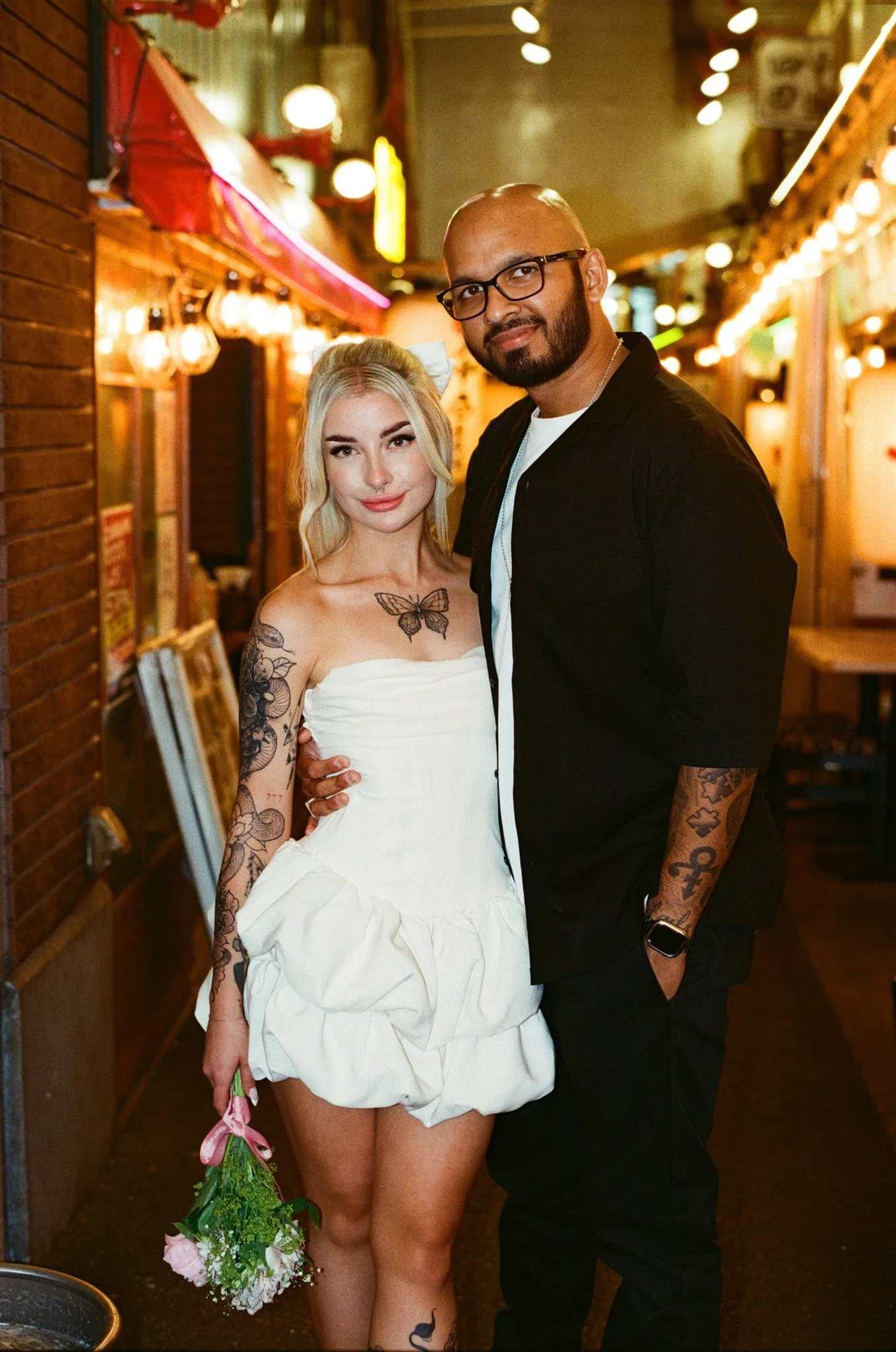 Alternative couple portrait on analog film Tokyo