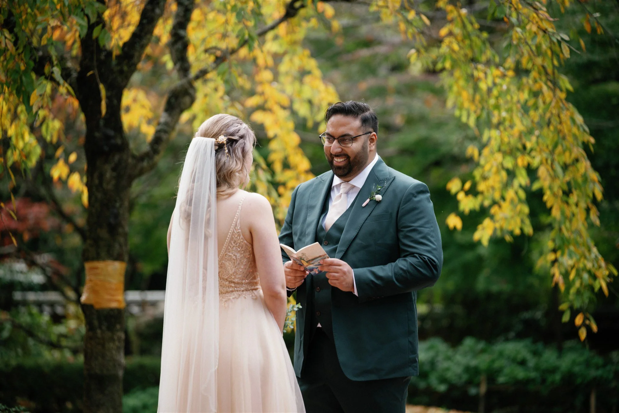 intimate autumn elopement in rural Japan