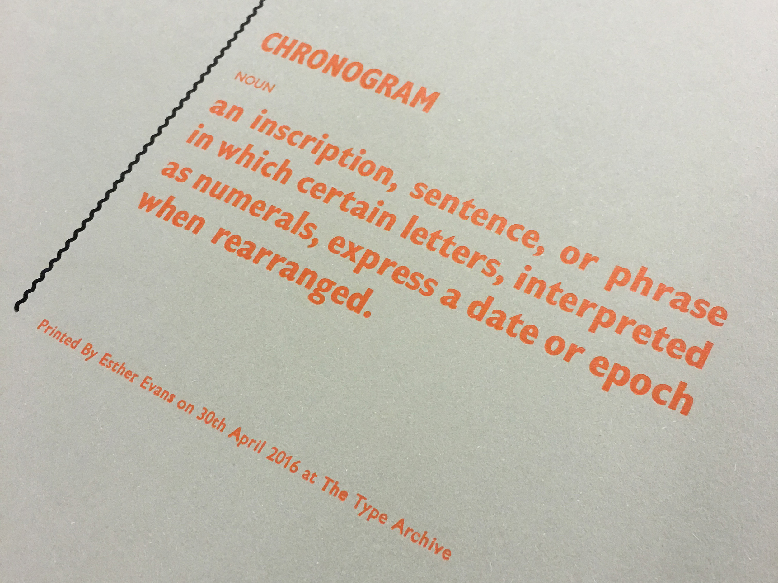 Letterpress Workshop. Final Letterpress Print at the Type Archive.