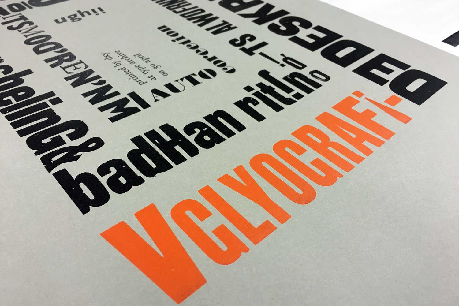 Letterpress Workshop at The Type Archive: Wood type final print.