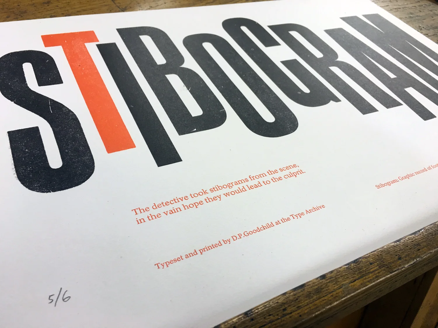 Letterpress Workshop at The Type Archive: Wood type final print.