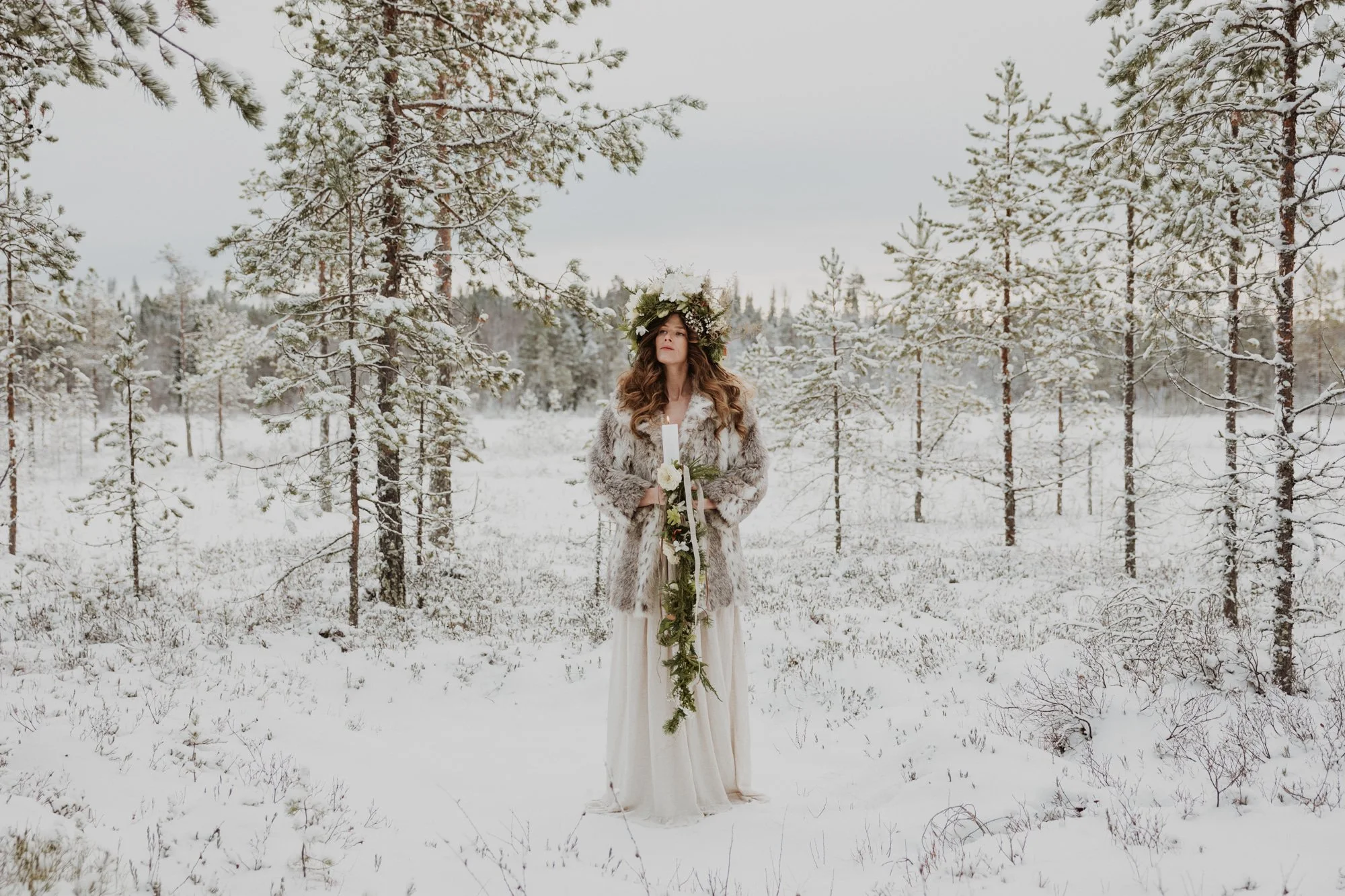 Lucia I Frostigt Vinterlandskap