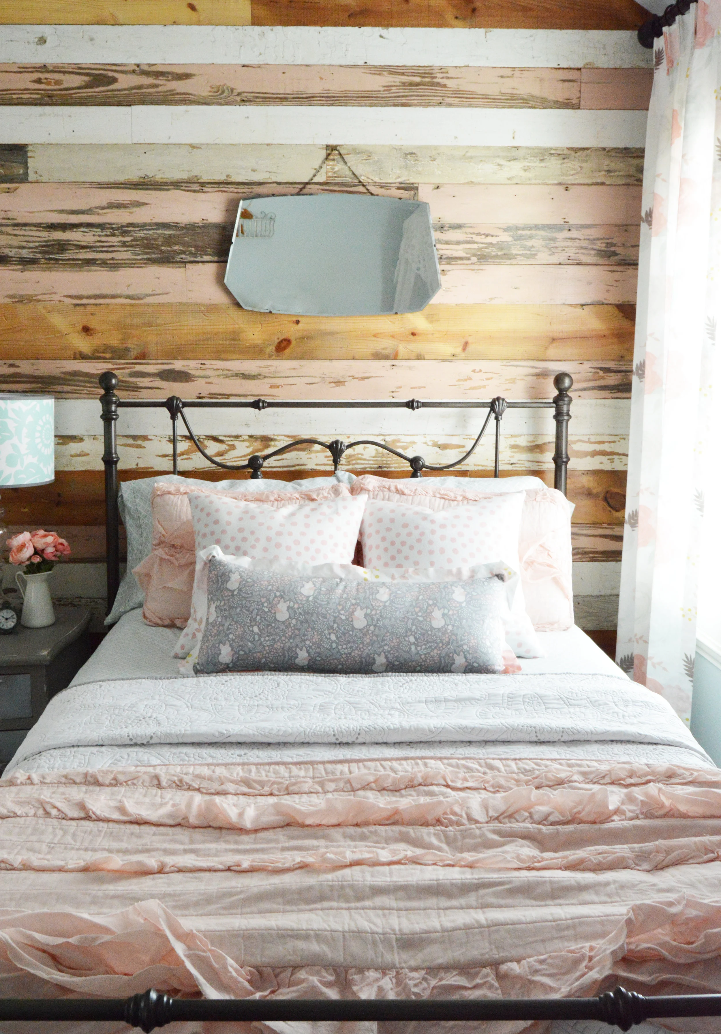 Here's a little teaser for my "coming soon" feminine toddler room reveal. The wood wall is from Old Texas Wood. They scoured the warehouse and lumbar yard for me when I asked for pink boards :)