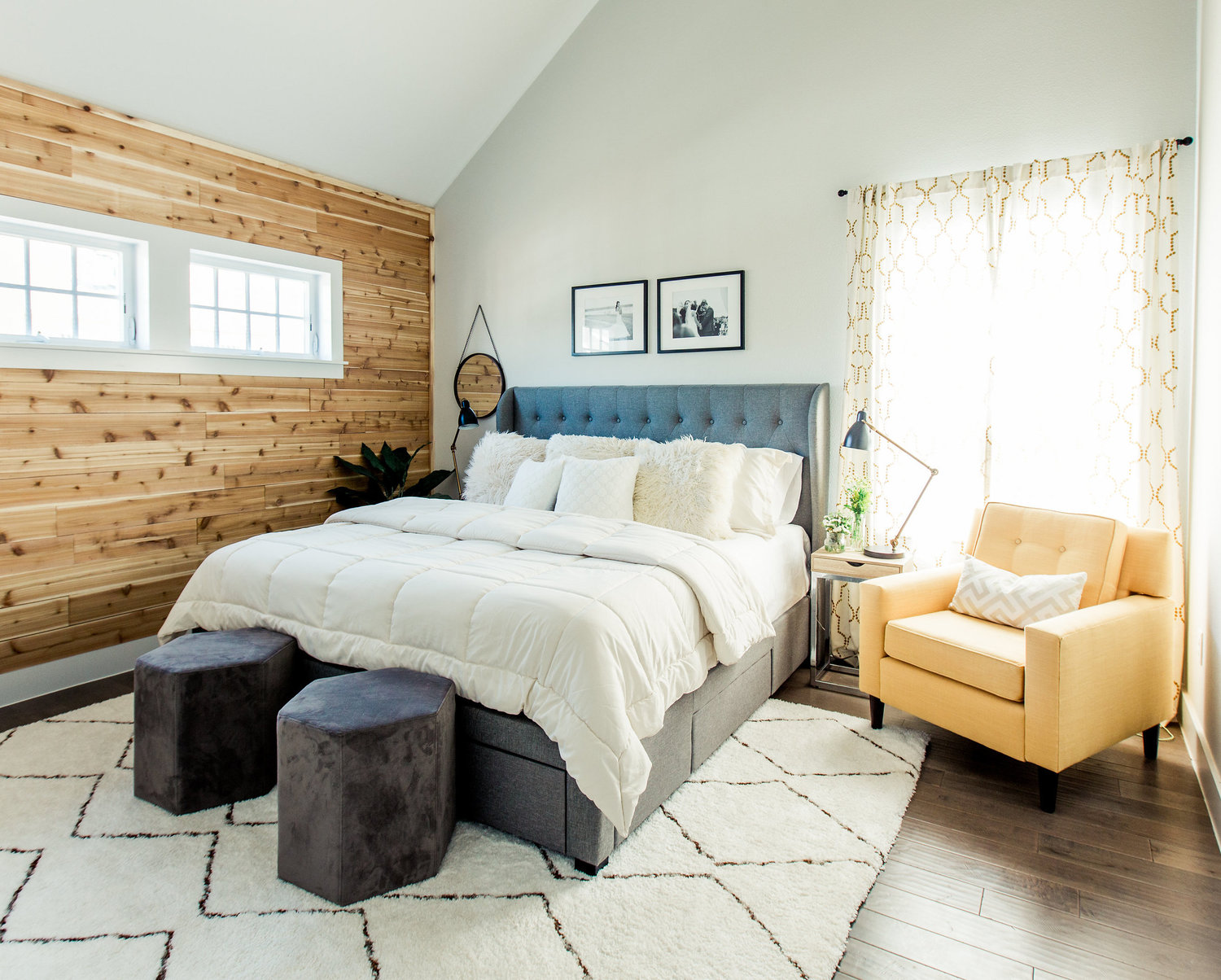 The bed, side tables, and side chair in my Urban Rustic Retreat project all came from Wayfair.