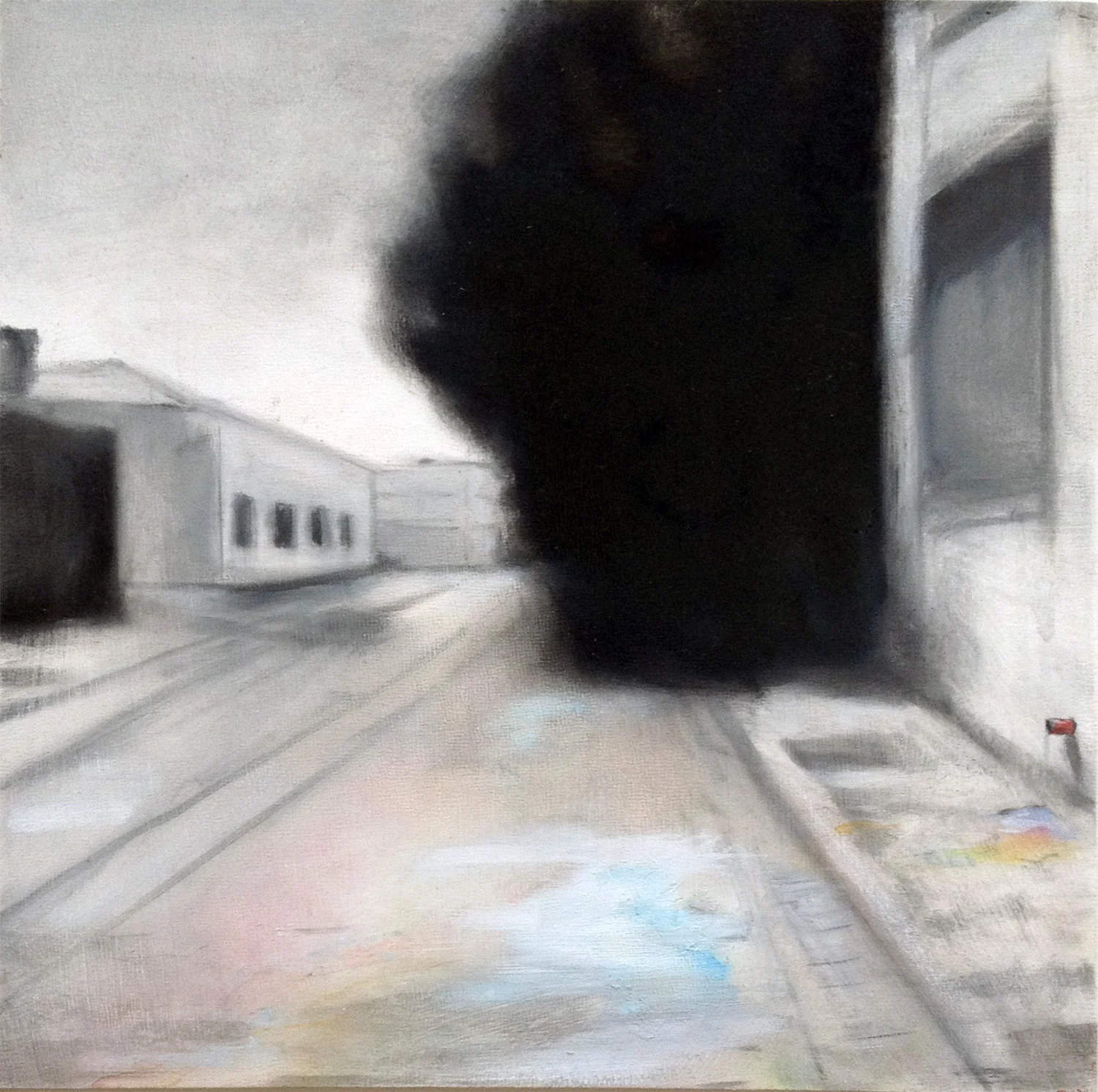 Red pipe, oil on panel, 8 x 8"