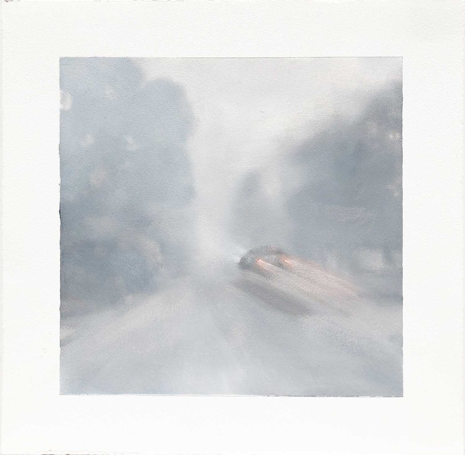 Where's my flying car? I was told there would be flying cars by now, Oil on paper, 8 x 8” Sold