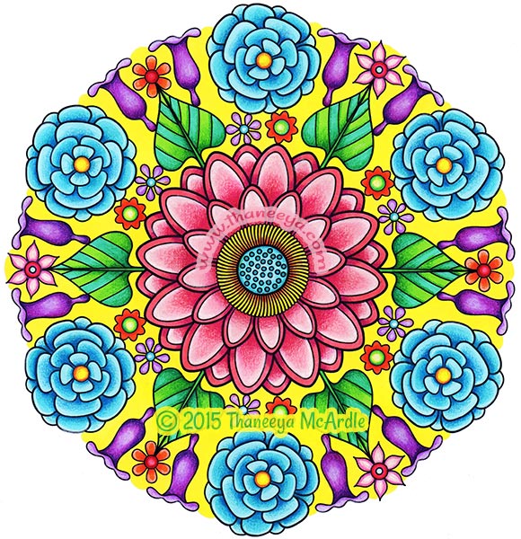 Floral mandala von Editors Choice as a colouring poster