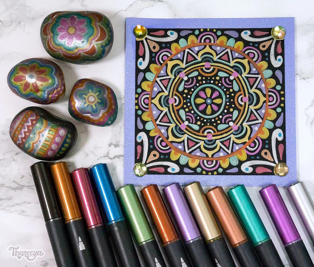 Spectrum Noir Metallic Markers on Paper and Rocks