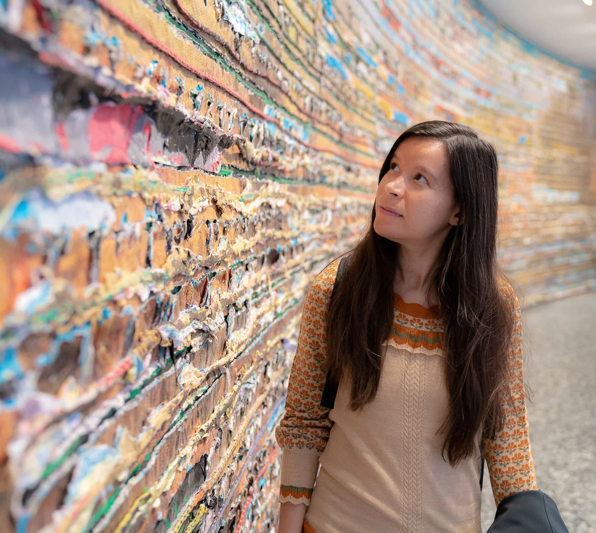 Examining the texture of Mark Bradford’s work Pickett’s Charge at the Hirshhorn in Washington, DC