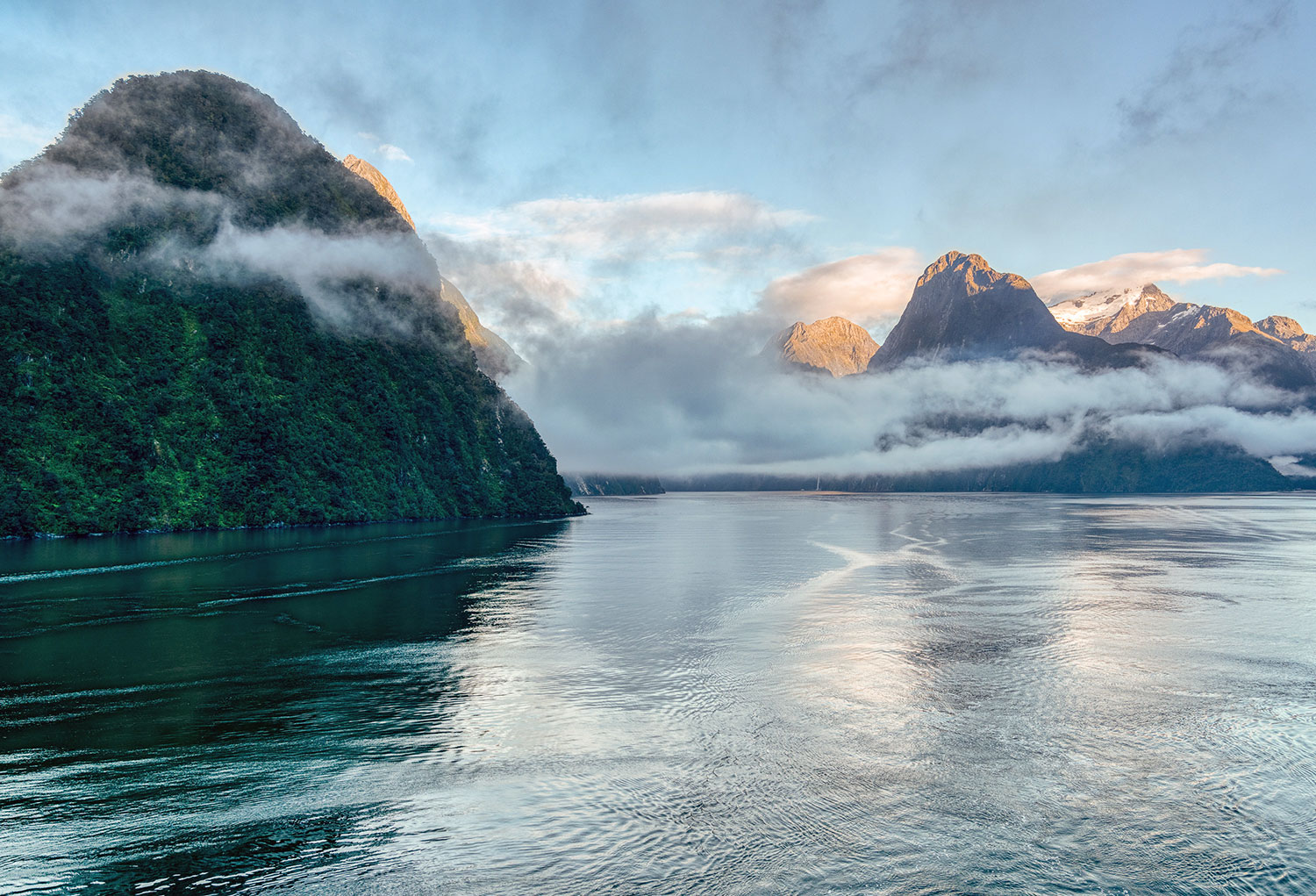 Morning at Milford Sound, Fiordland National Park in New Zealand