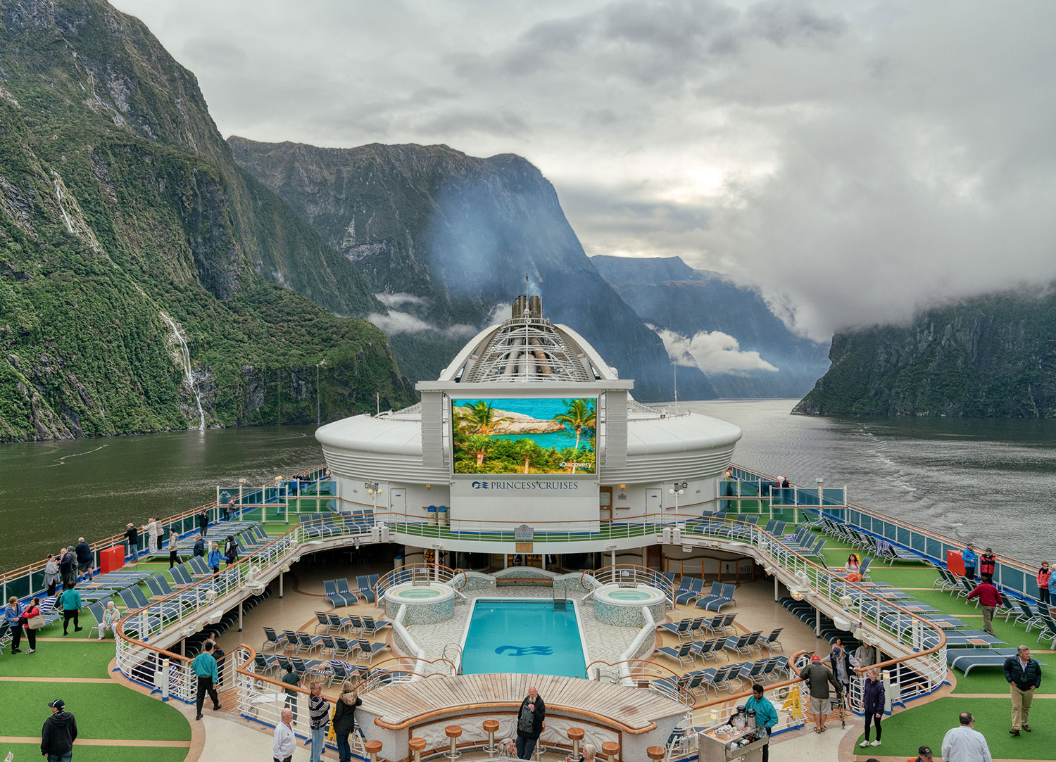 The Golden Princess at Milford Sound, Fiordland National Park in New Zealand