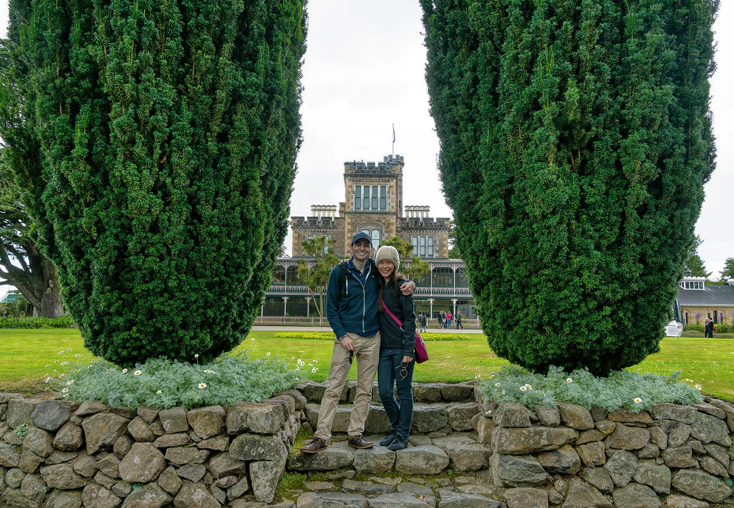Thaneeya McArdle and her husband Marcus at Larnarch Castle in New Zealand