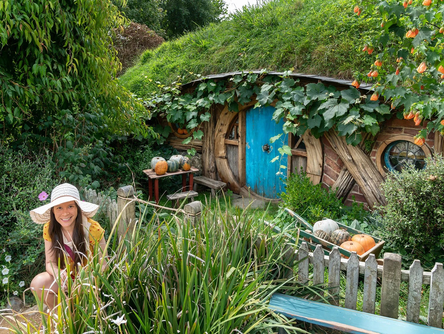Thaneeya McArdle at Hobbiton in Matamata, New Zealand