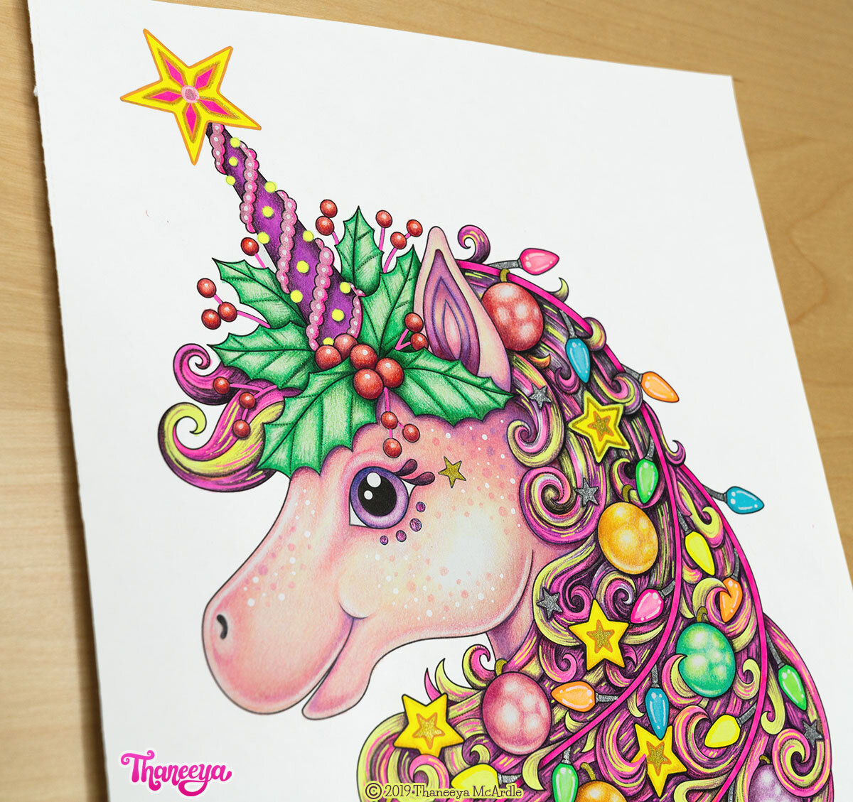 Christmas Unicorn Coloring Lesson — Thaneeya.com