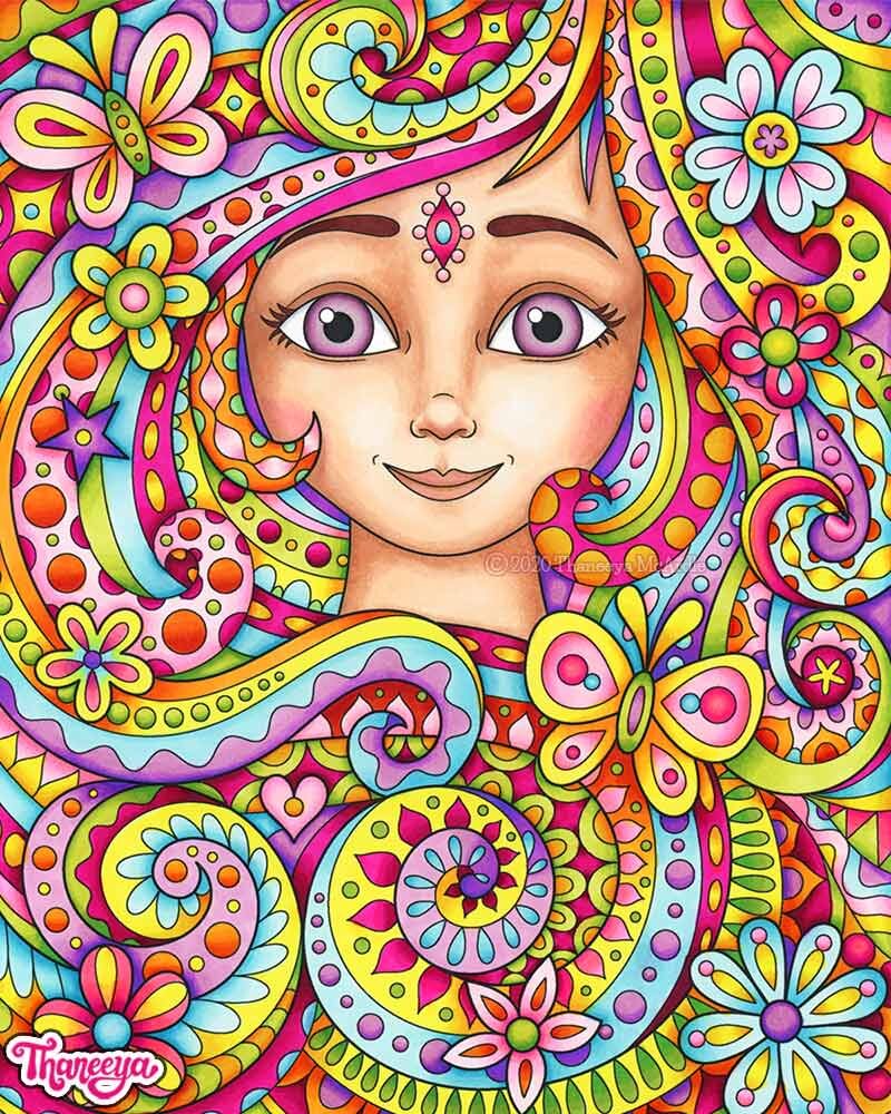 Colorful Female Portrait Illustration by Thaneeya McArdle