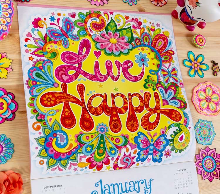 Live Happy Calendar Art by Thaneeya McArdle