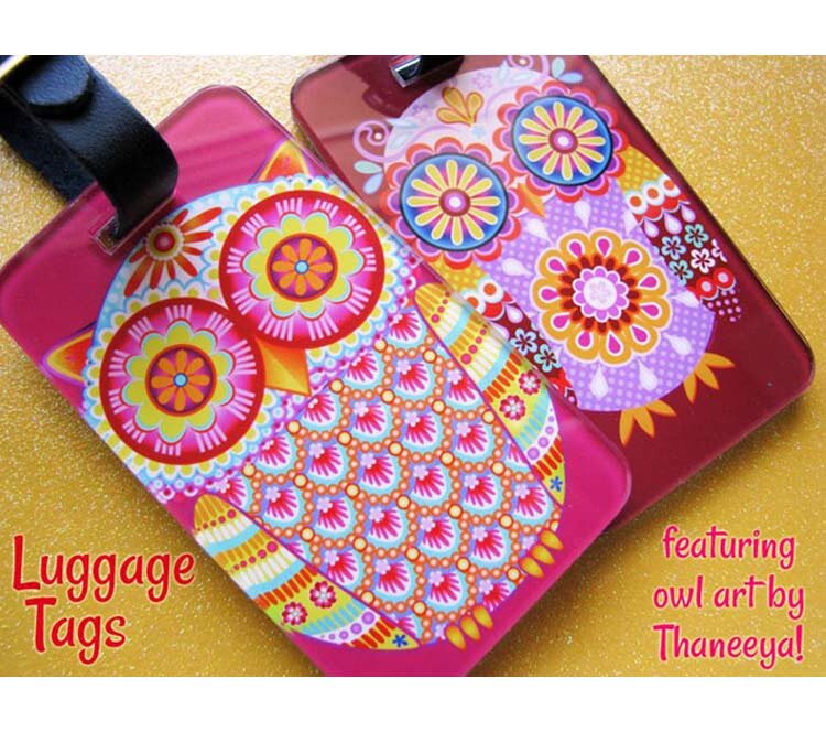 Owl Luggage Tags - Art by Thaneeya McArdle