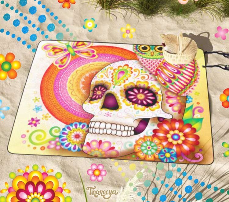 Sugar Skull Beach Blanket - Art by Thaneeya McArdle