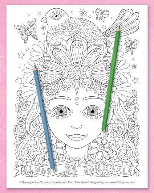 Alcohol Marker Art: Let Yourself Be Free Coloring Page by Thaneeya
