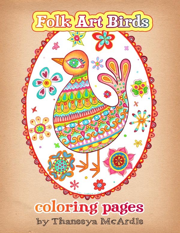 Folk Art Bird Coloring Pages