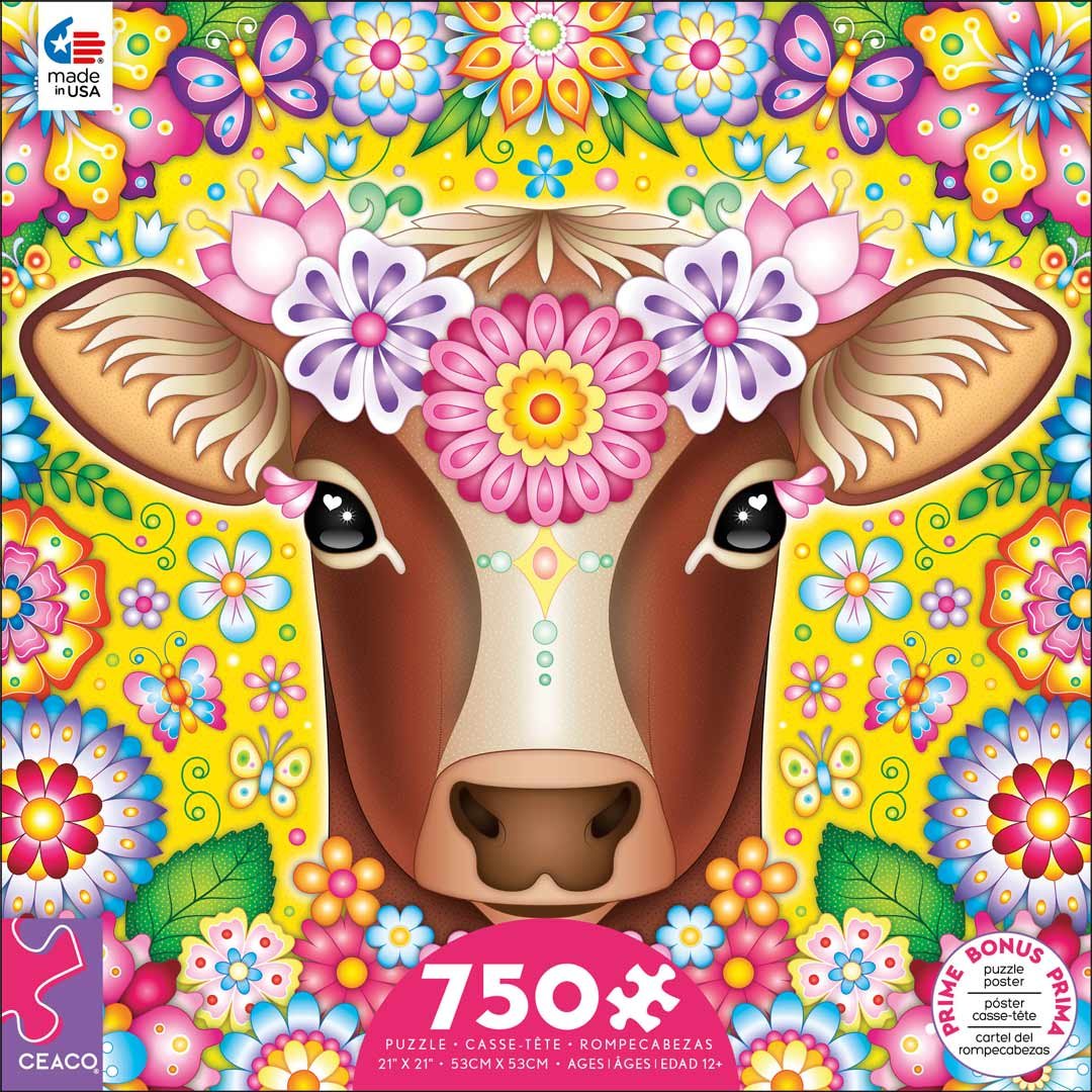 Cute Cow Puzzle Art by Thaneeya McArdle - Groovy Animals Puzzles from Ceaco