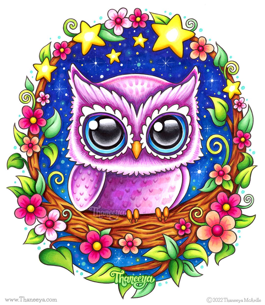 Colorful Owl Art by Thaneeya McArdle - Cute Whimsical Detailed ...