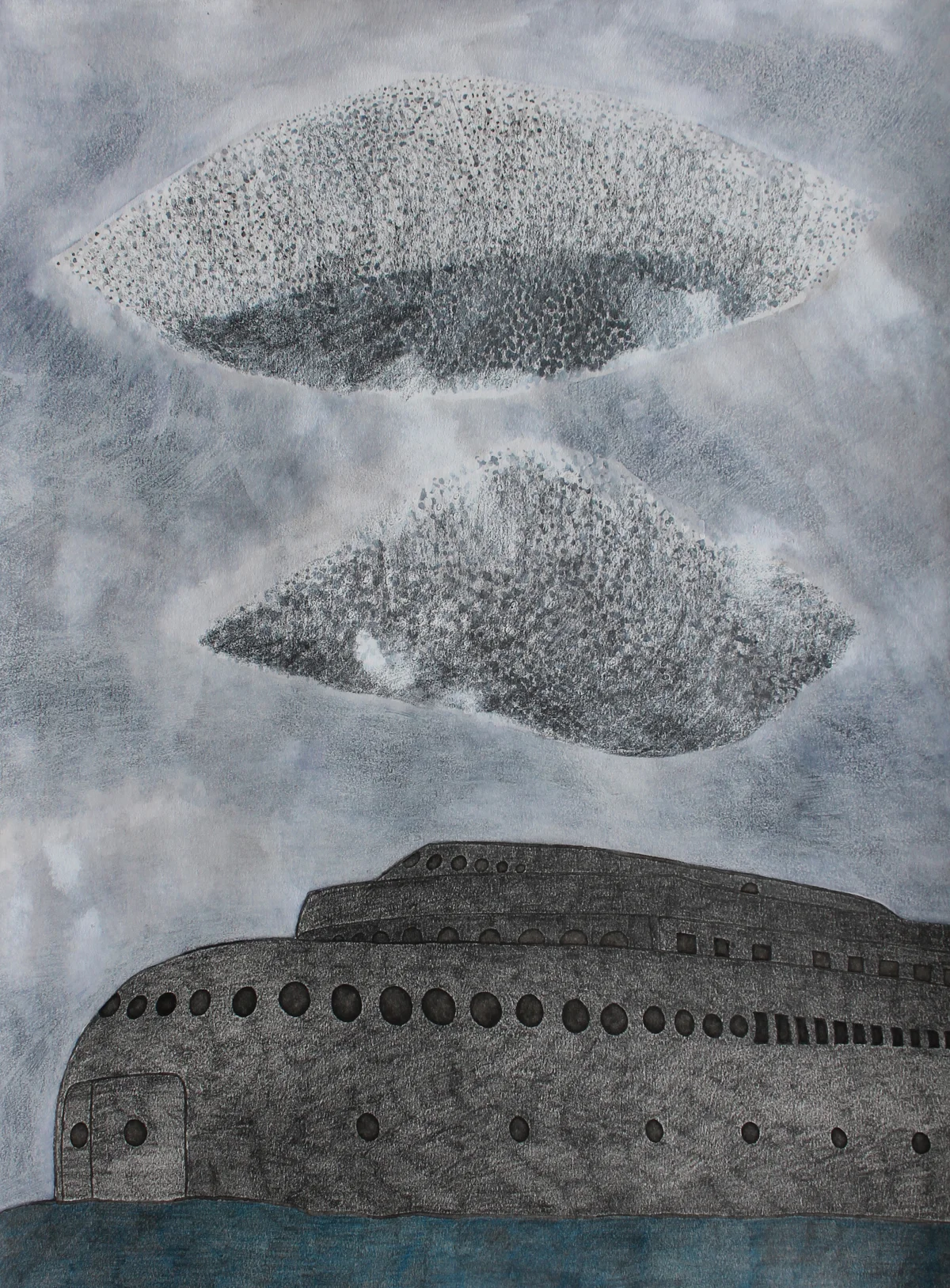 Outside , 2012, ink and graphite on paper, 14 x 11 inches