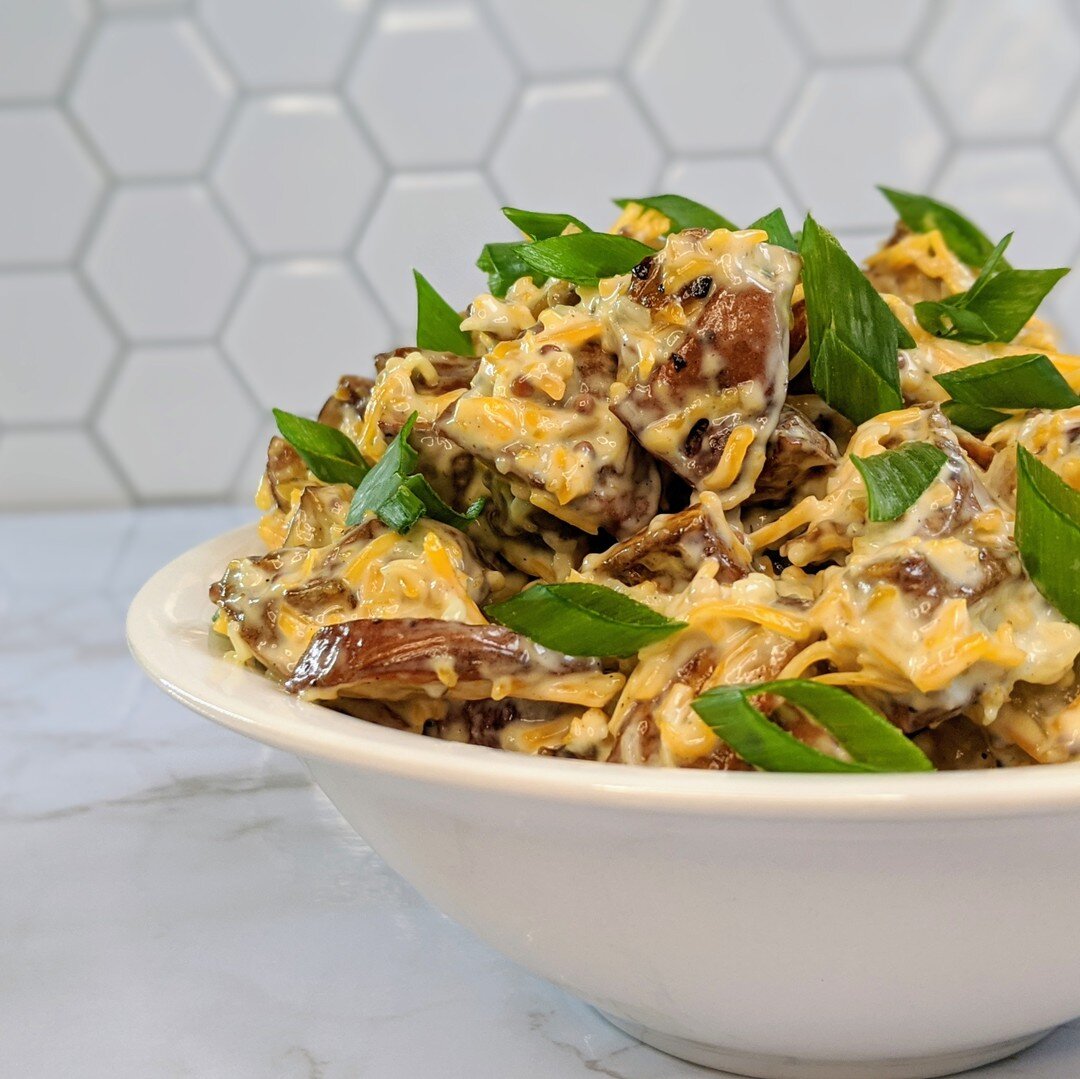 You won't want to go back to the same ol' yellow, globby &quot;traditional&quot; potato salad again! Try my Loaded Anti-Potato Salad for a fresh take. ⁠
⁠
Recipe link in bio. ⁠
⁠ ⁠
If you make this recipe, I'd love to see it! Tag @steffidblog and use
