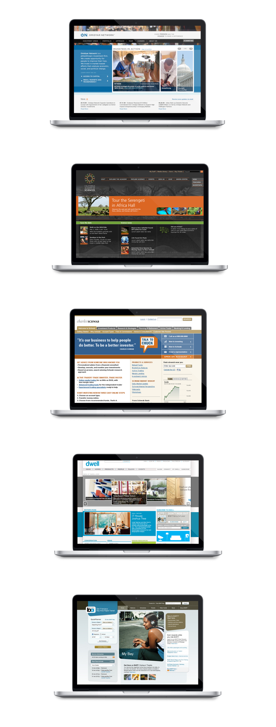  A few of the websites designed for Hot Studio clients 