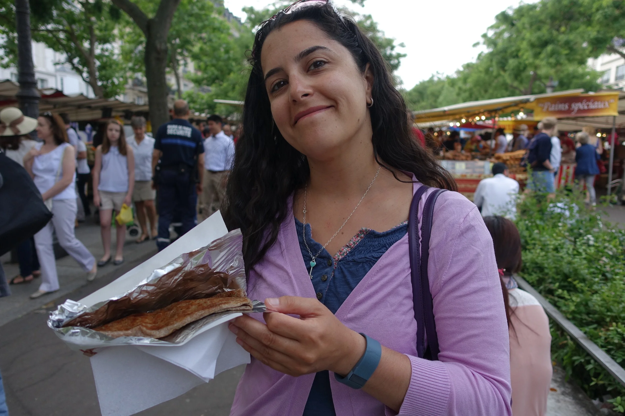 A gluten-free buckwheat crėpe at the Bastille Market.