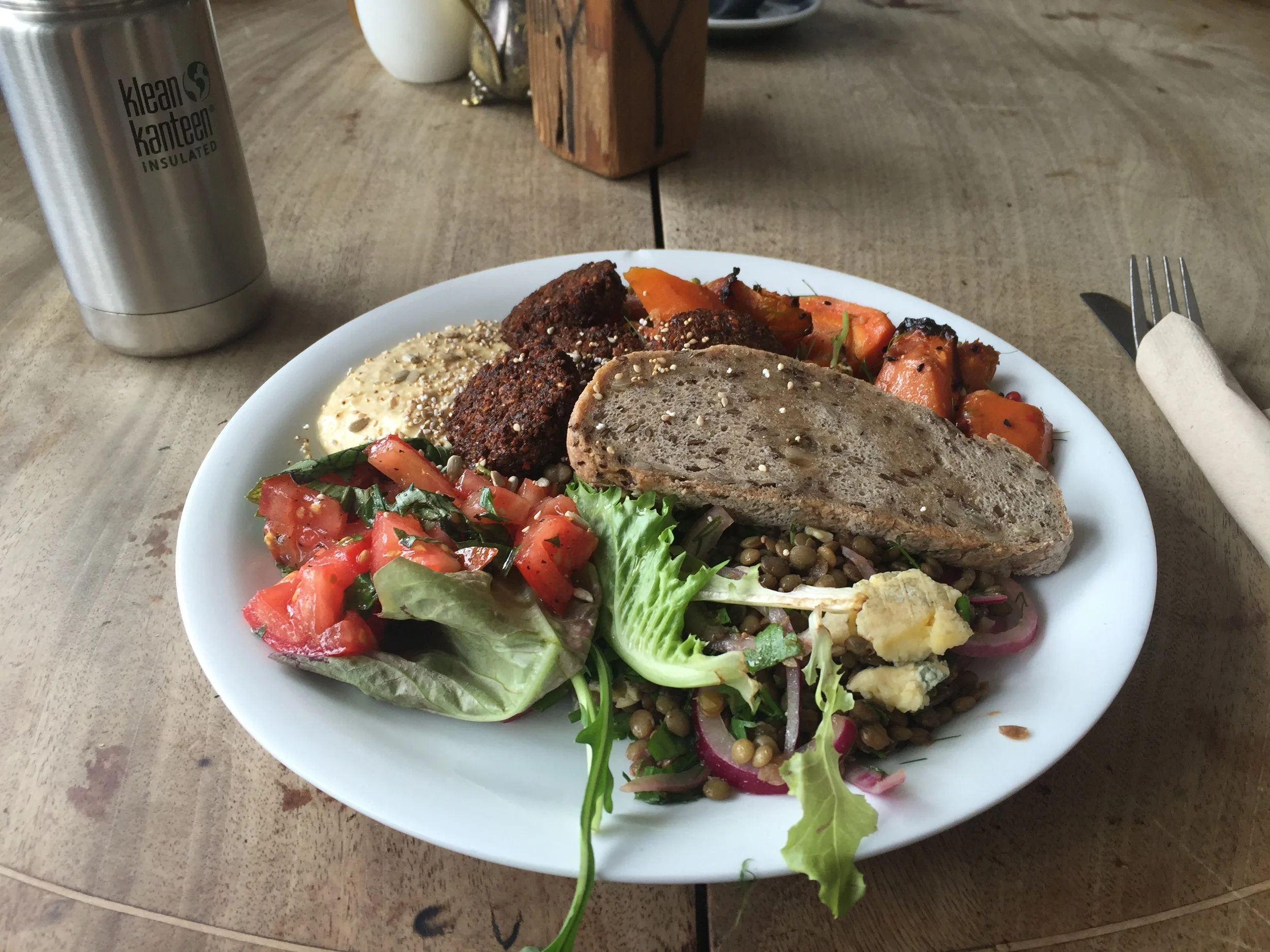 GF falafel and multi-grain bread