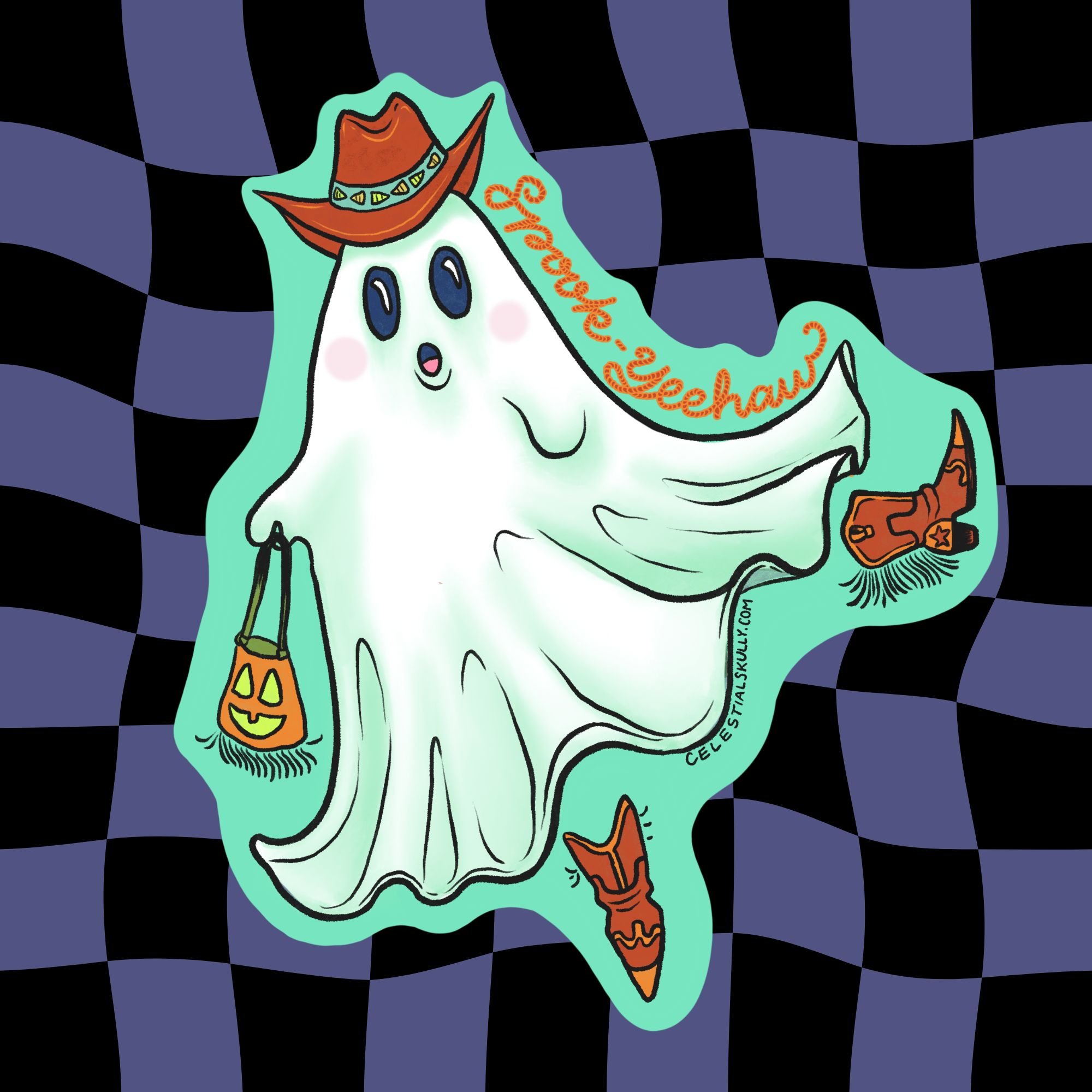 Spook-yeehaw Ghost Sticker