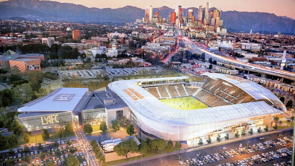Artist's impression of LAFC's stadium. see The Keyhole through the gap in the far corner