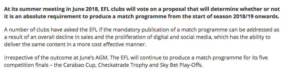 EFL's statement on the reasons for this summer's vote.