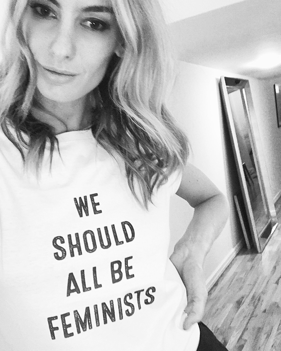 Me and my new t-shirt, which says; 'We Should All Be Striving For The Political, Economic, And Social Equality Of The Sexes. 