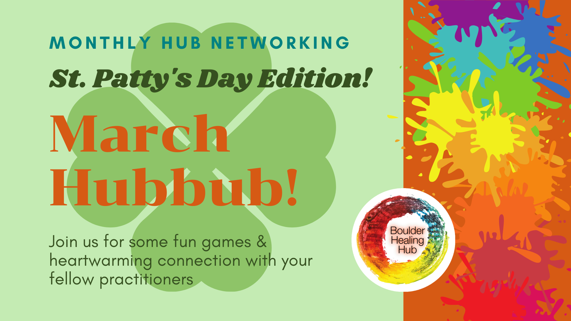 Monthly HUBBUB: Hub Member Networking! (members only) — Boulder Healing Hub