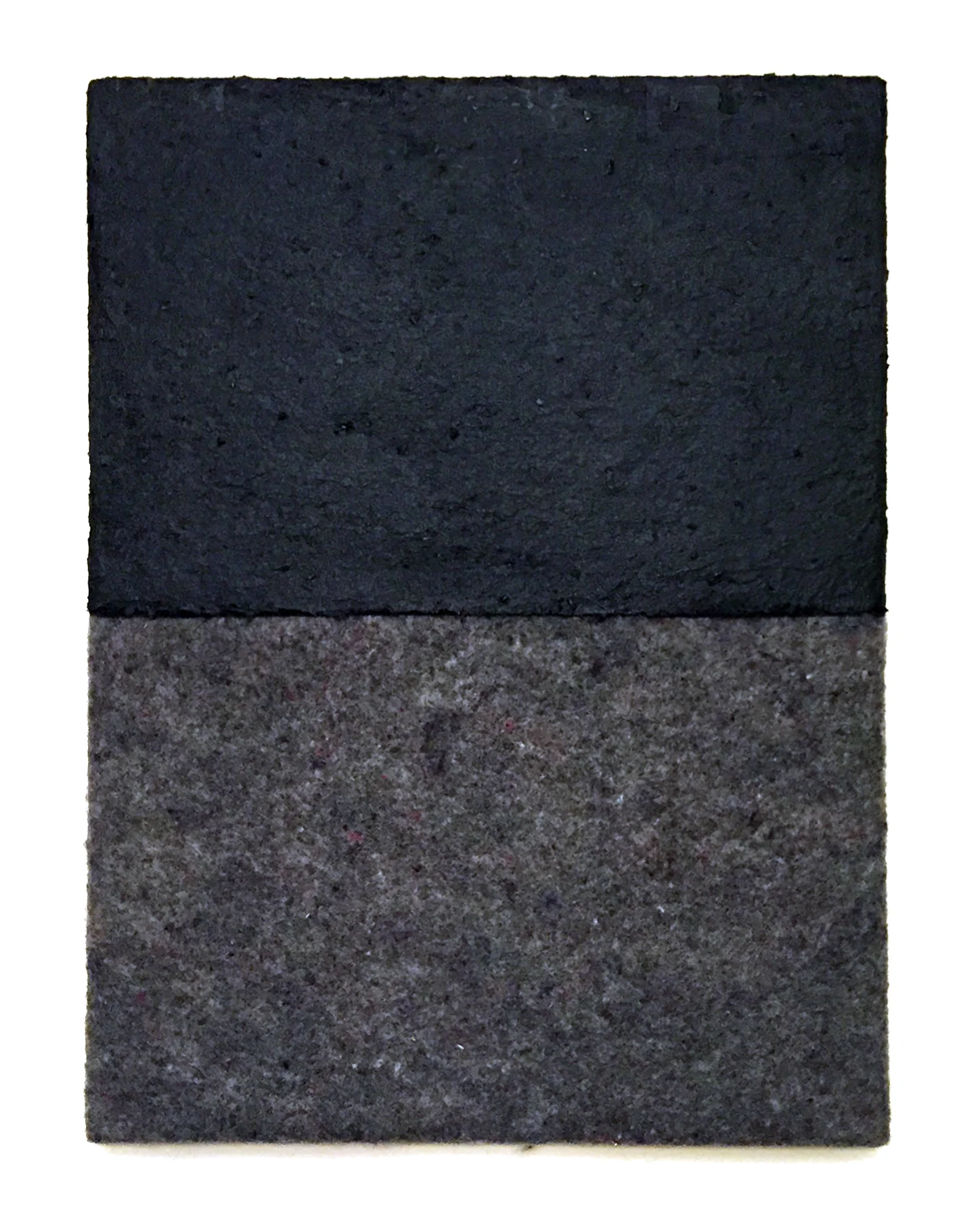 Halves, 2015, roofing tar and felt over canvas, 16" x 12"