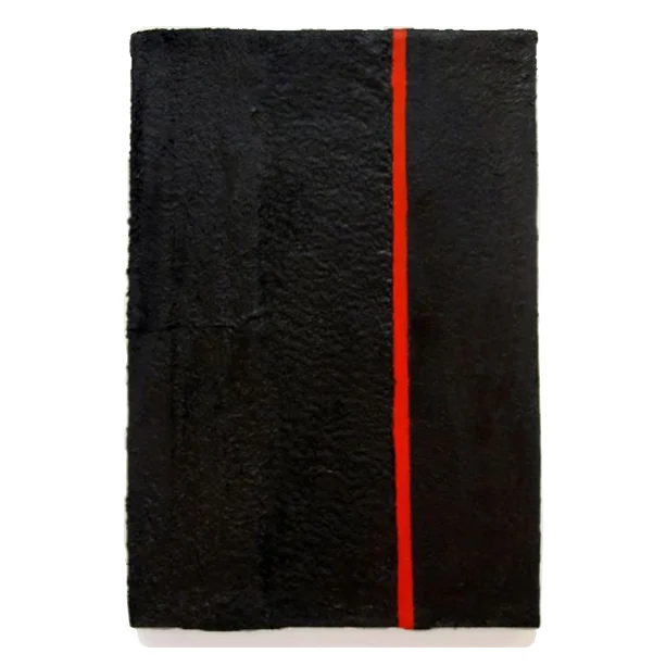 Black and Red Vertical, 2011, acrylic on fabric over canvas frame, 24" x 16"
