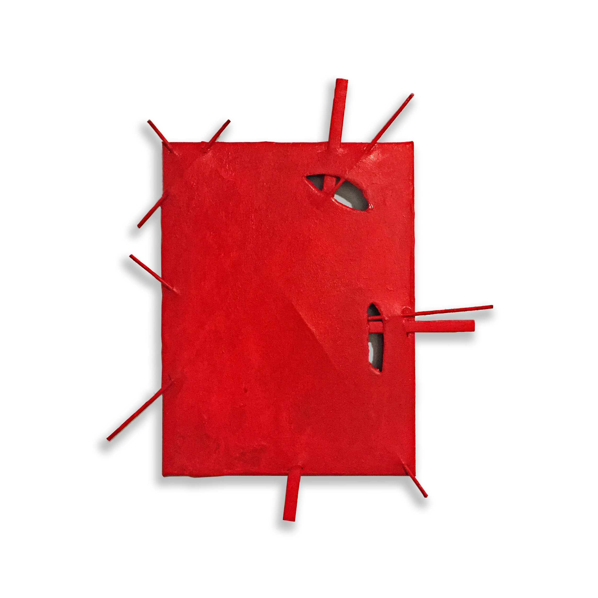 Suprematist Construction (Red), 2018, acrylic, canvas and wood, 16” x 14”