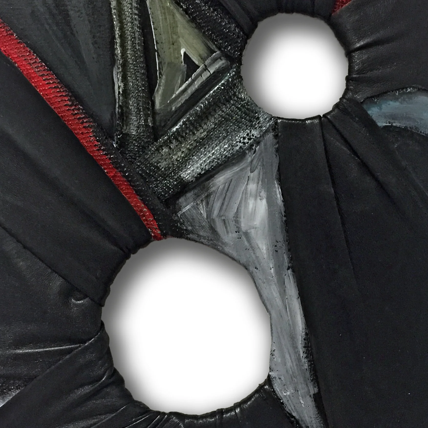 Alex Markwith, "Double Void (Black Leather, Red, Blue, Yellow)", 2018, detail