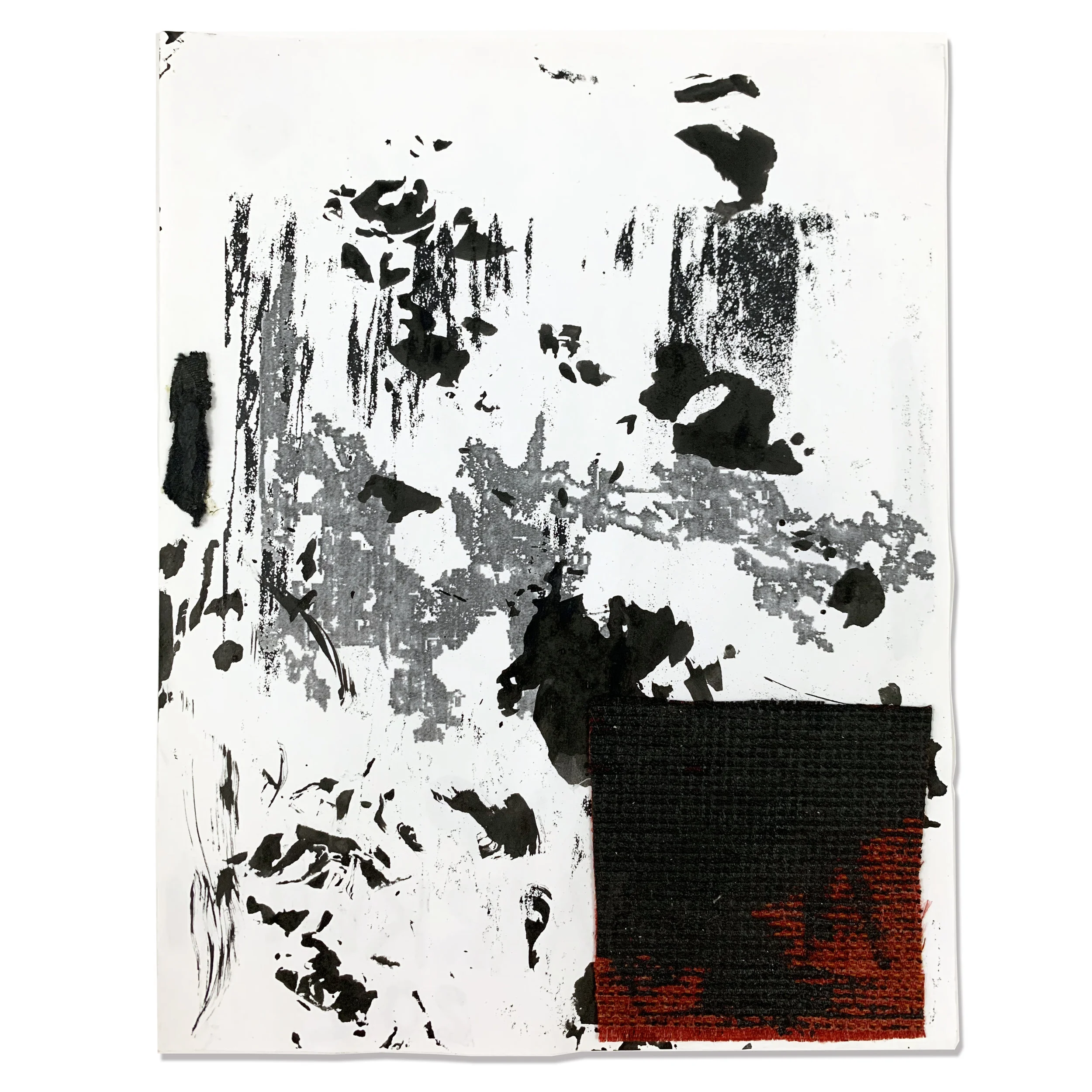 Untitled, 2012, acrylic and fabric on unique inkjet print, 11" x 8.5"
