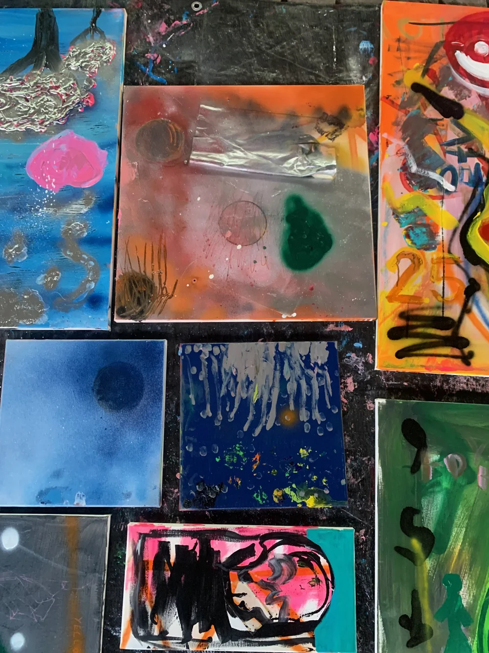  With collage materials on hand, some canvases became three-dimensional. Over the course of one day, we covered some advanced topics in art theory. 