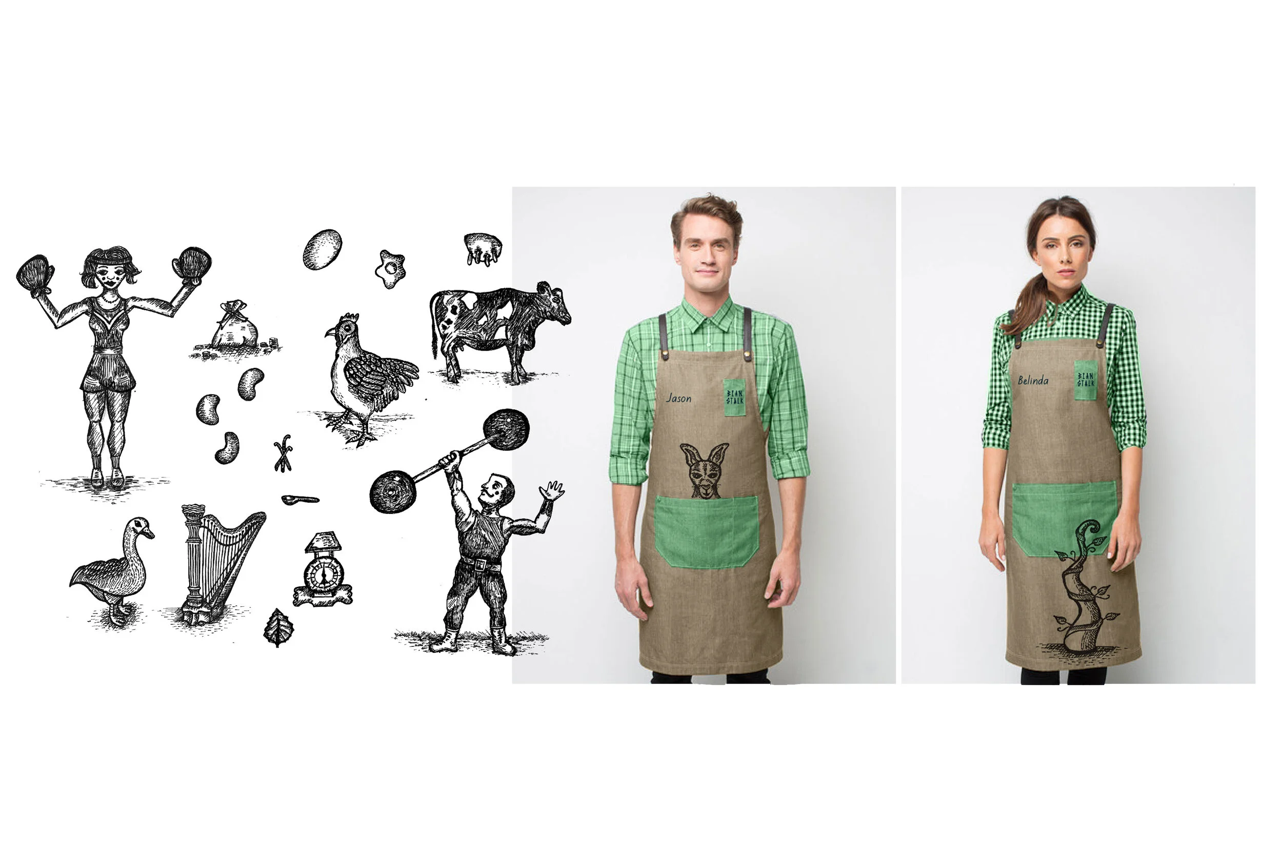 The whimsical nature of the brand was inspired by the children's story 'Jack and the Beanstalk'. The vintage illustrative style is fun and re-energises the vegetarian shopping experience.