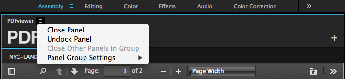 Save PDFviewer panel in your favorite Premiere Pro workspaces