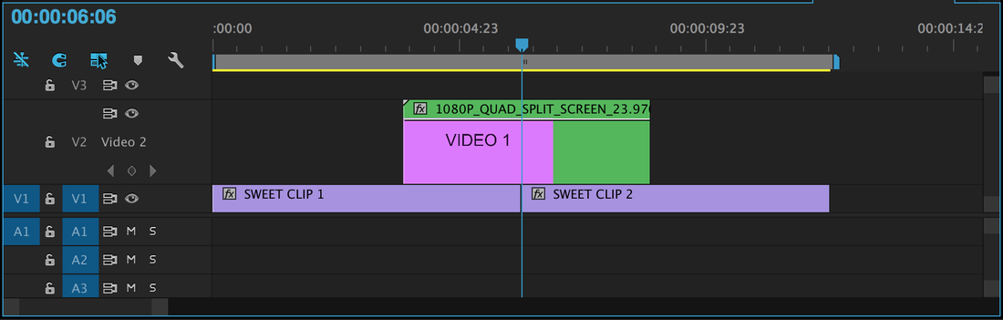 Use Quad Split Screen template as transition
