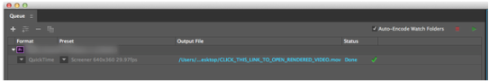 Click Output file link to open rendered file.