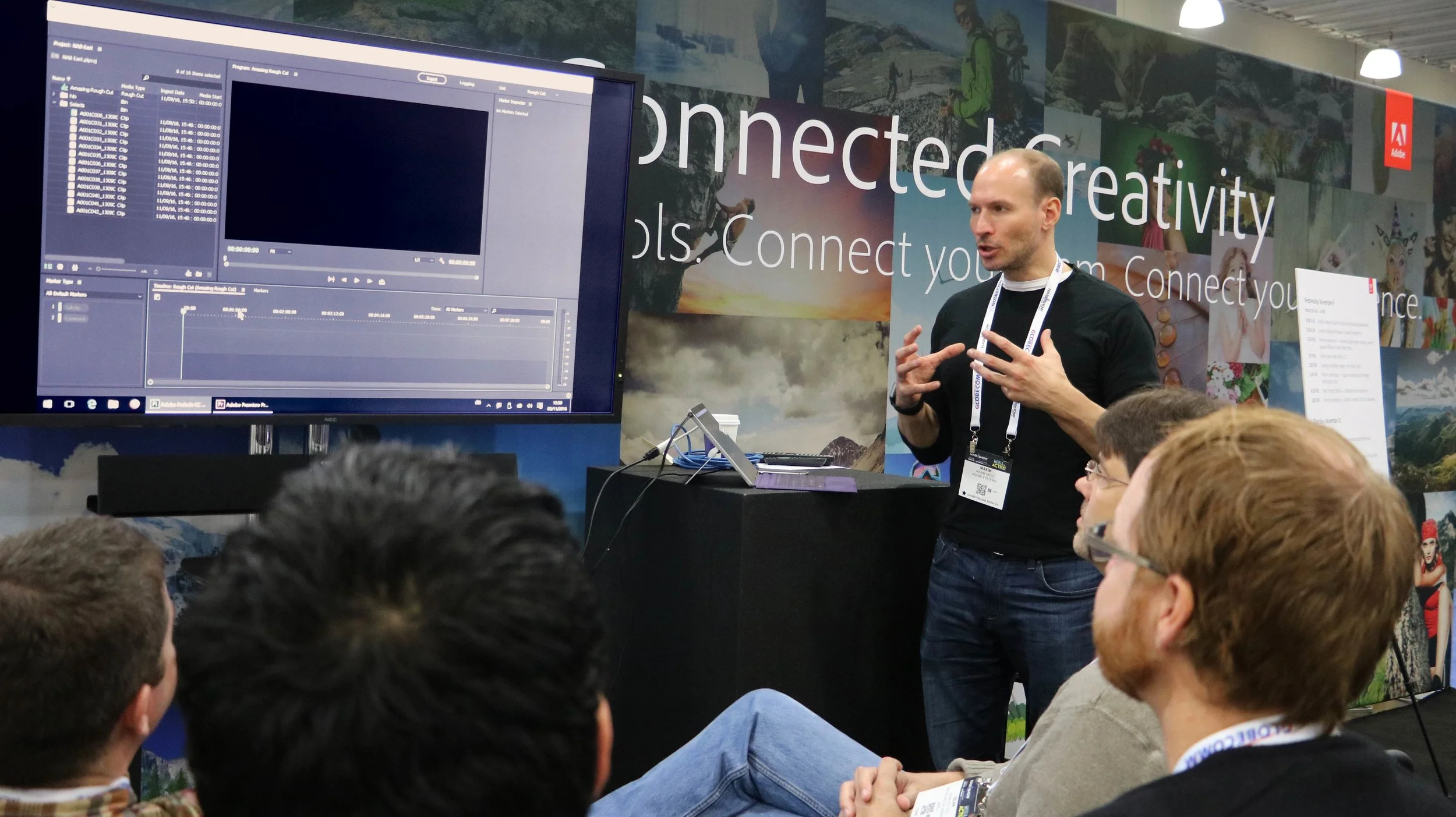 Maxim Jago manning the Adobe booth at NAB Show NY 2016. Photo by Paul Murphy.