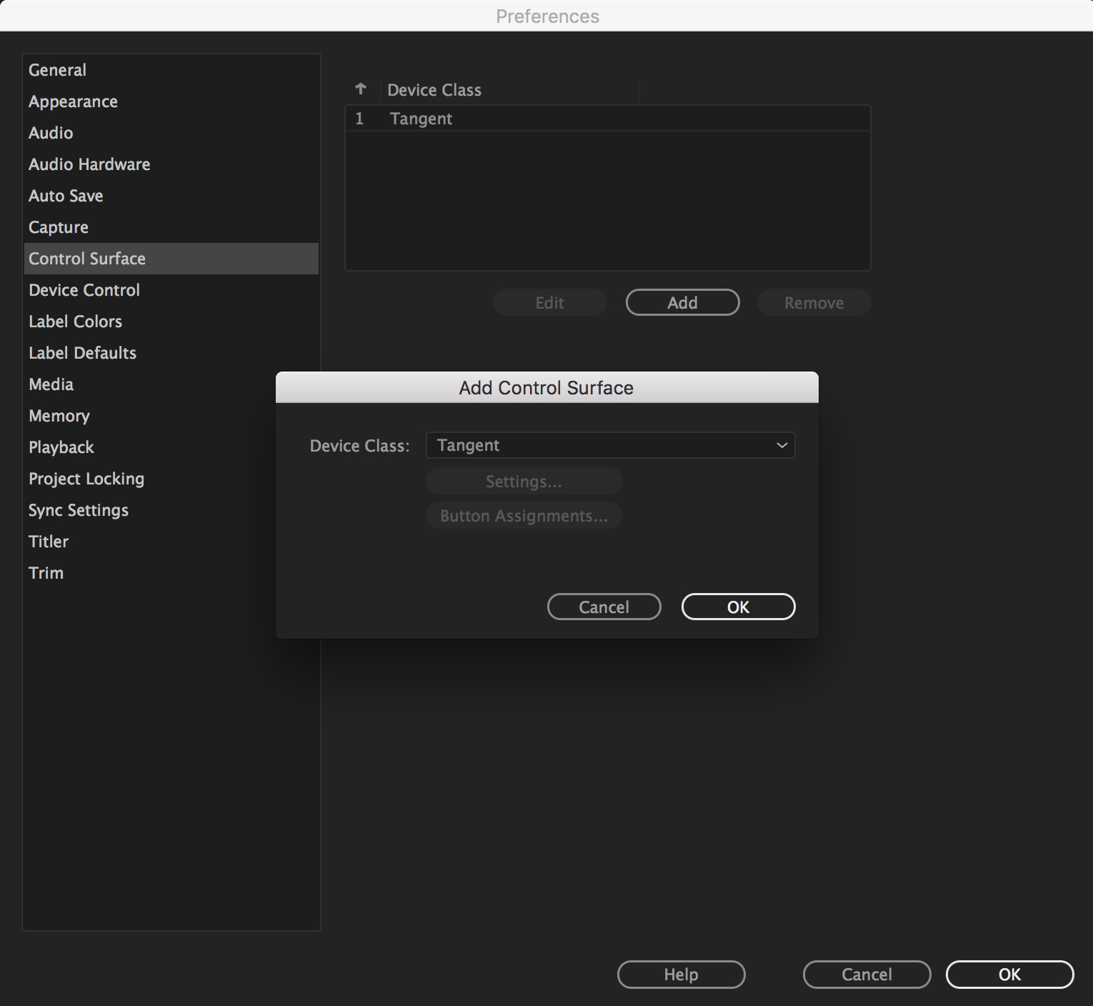 Adding Tangent Ripple as Control Surface under Premiere Pro Preferences.