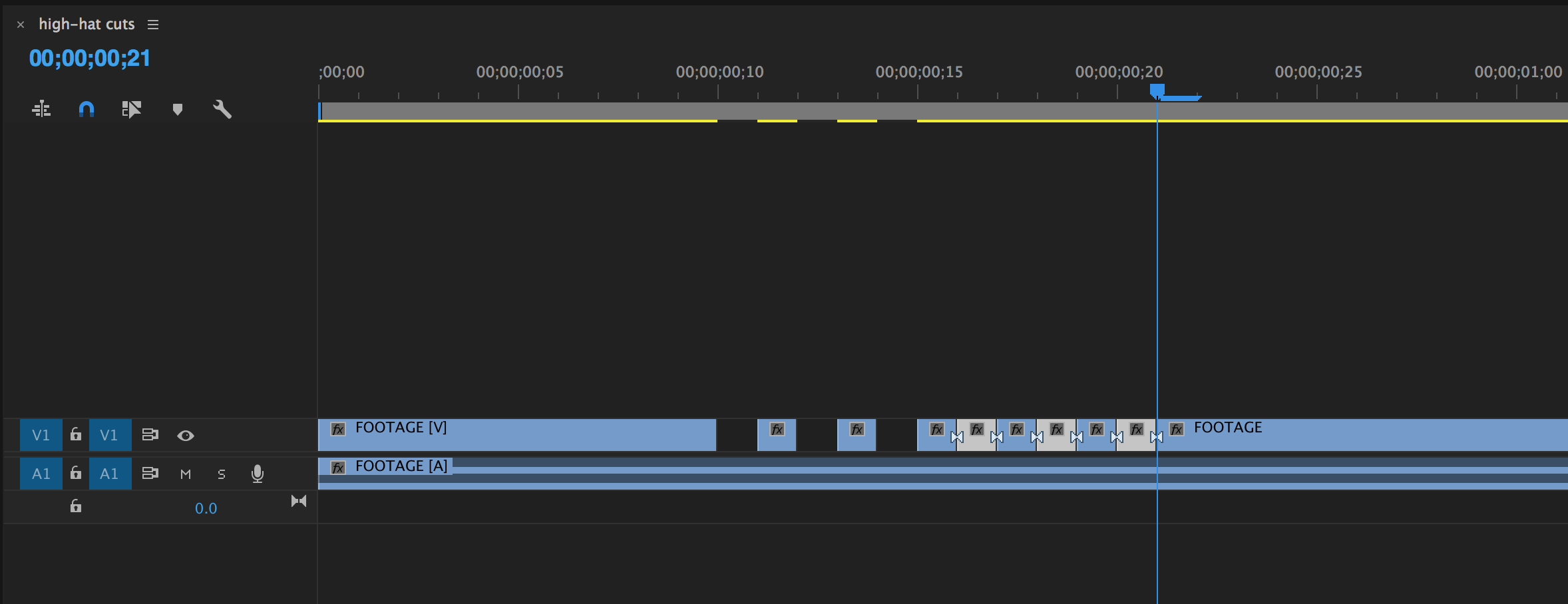 Delete every other frame to create "high-hat cuts".